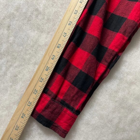 Beach Launch Lounge Womens Red Black Buffalo Check Pocket Flannel Shirt Size XL - Picture 7 of 7